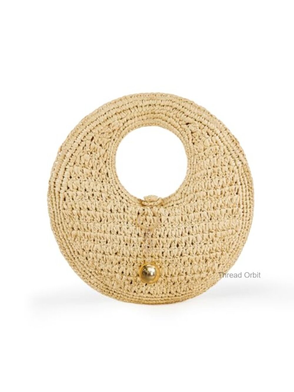 Handwoven Raffia Straw Beach Bag Large Round Boho Tote Purse